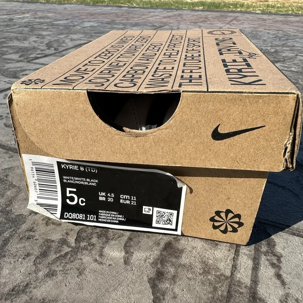 Size 5 Toddler - Kyrie 8 TD‎ Shoes White Black Pink DQ8081 101 Slip-on NEW - Picture 5 of 6